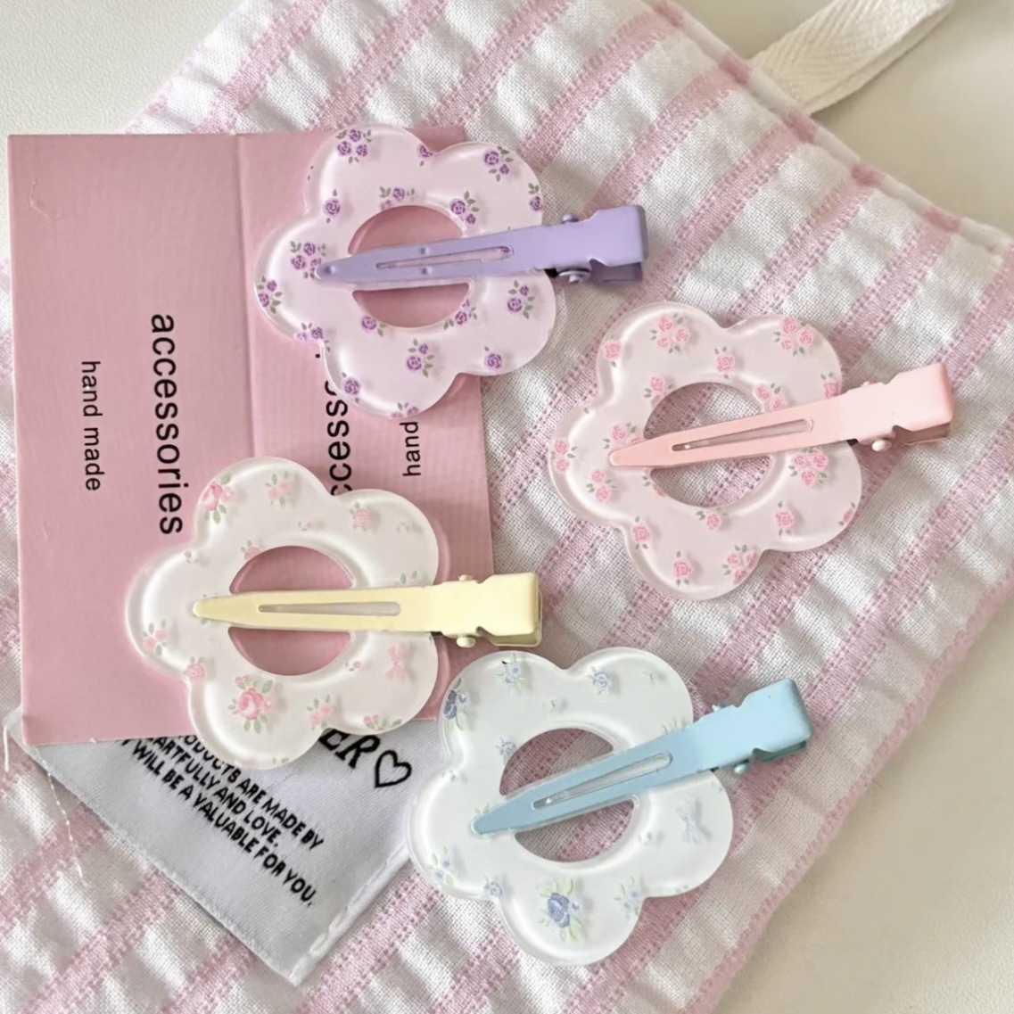 Cute Flower Shaped Acrylic Hair Clips for Women Girls