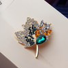 French Maple Leaf Zircon Brooch