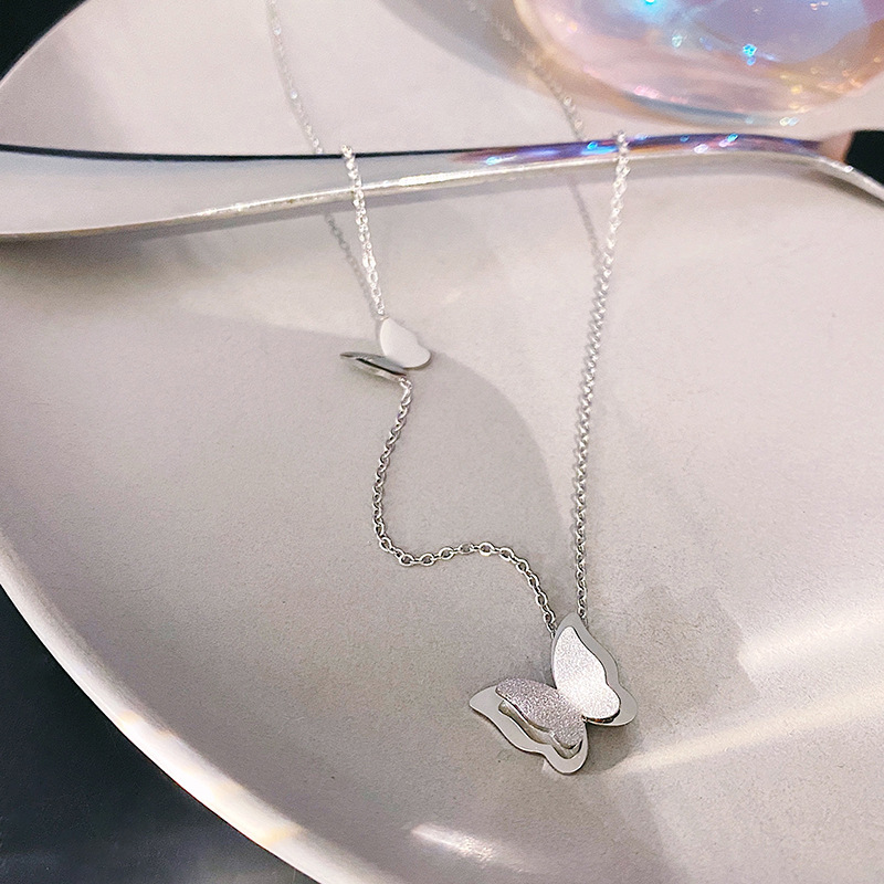 Dainty Layered Butterfly Necklace for Women Butterfly Pendant Choker Delicate Jewelry Gift for Her