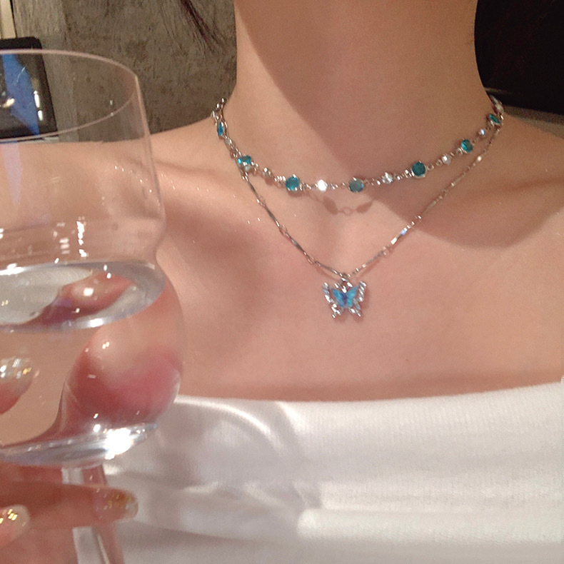 Fashion Summer Double Layer Butterfly Choker Necklace