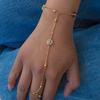 Original Handmade Stainless Steel Beaded Natural Stone Flower Linked Finger Bracelet