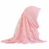 Delicate Gold Floral Mesh Hijab | Pink Modest Islamic Headscarf | Elegant Instant Hijab for Daily Wear