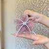 Bow Mesh Ribbon Flower Hair Claw Clip