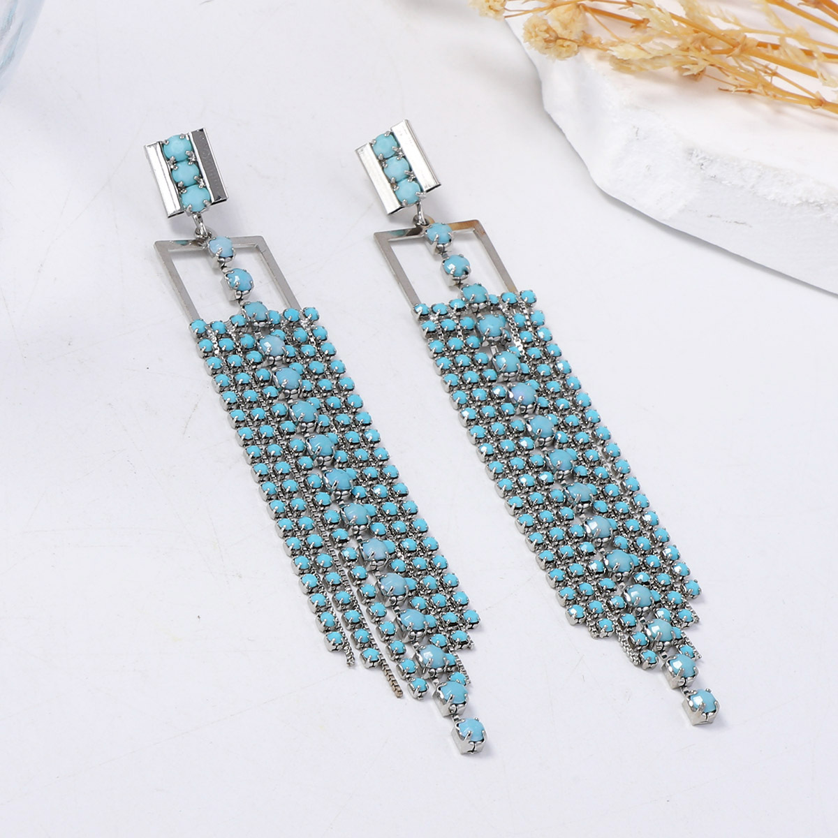 Cross-Border Long Geometric Tassel Earrings for Women