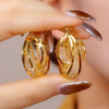 Light Luxury Gold Interlocking Zircon Earrings for Women