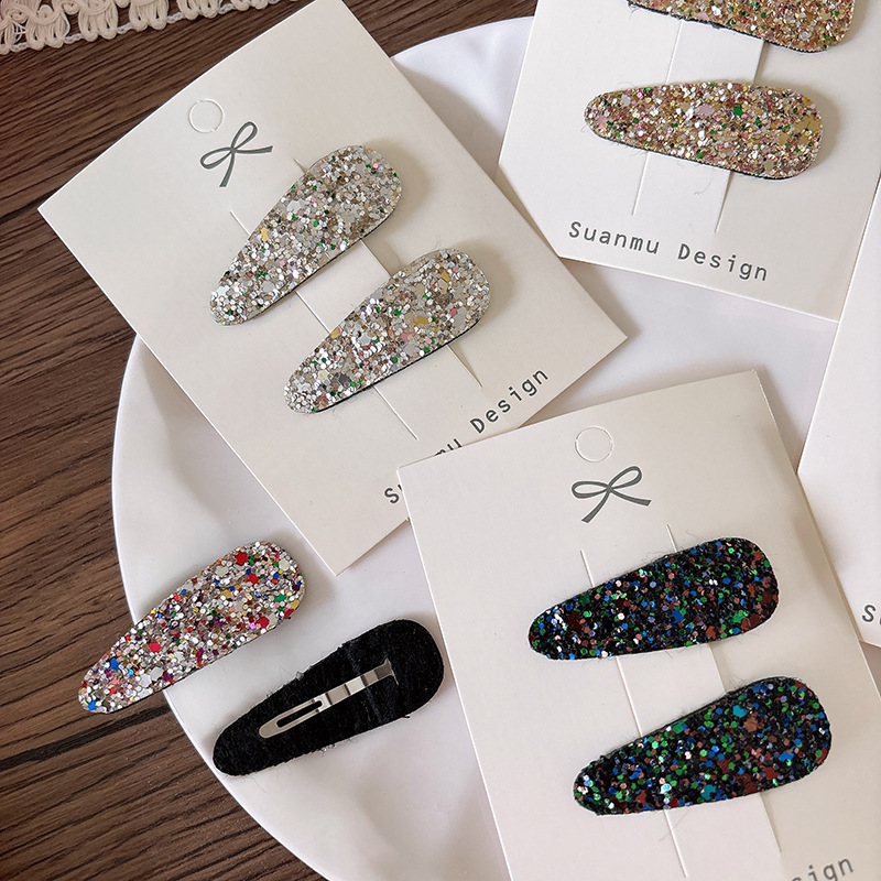 Glitter Sequin Waterdrop Hair Clips Colorful Sparkle Side Barrettes Bling Hair Pins for Women