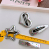 Silver Faux Leather Colorful Dot Hair Clips Star Heart Wave Barrettes