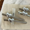 Silver 3D Heart Hair Clips Cool Side Barrettes Minimalist Hair Pins