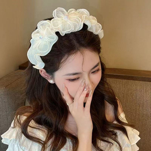 Vintage Pearl Flower Wide Headband