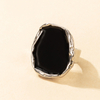 Irregular Gold-Edged Black Enamel Ring