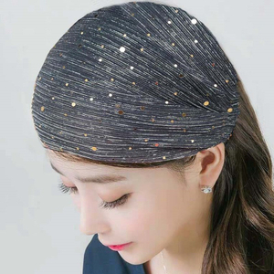 Sequin Lace Fabric Wide Headband for Women