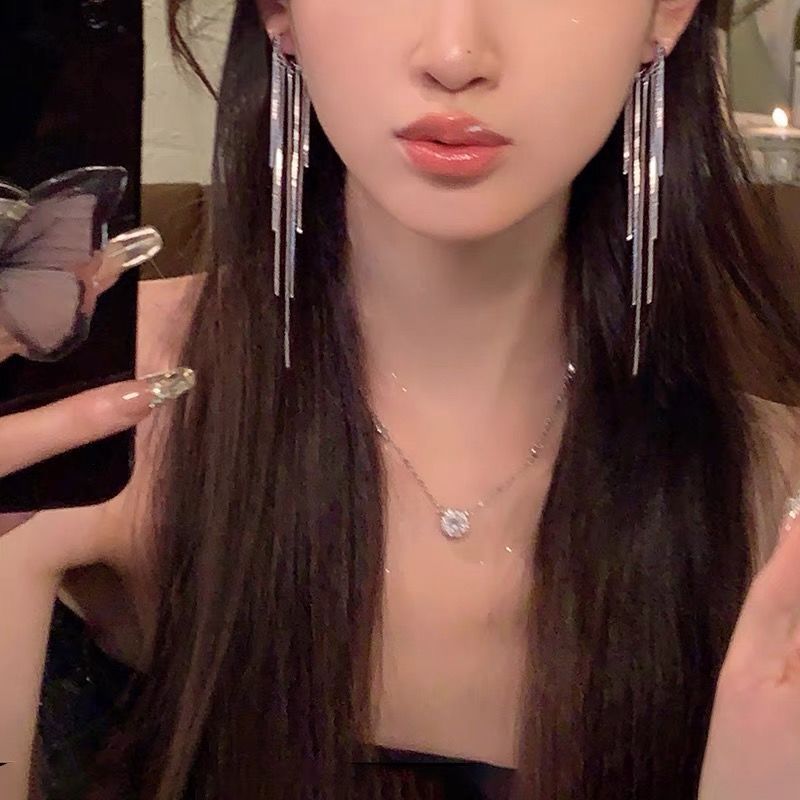 Long Gold Tassel Drop Earrings