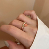 Pink Heart Forest Fairy Ring Set, Retro Sweet Stackable Rings