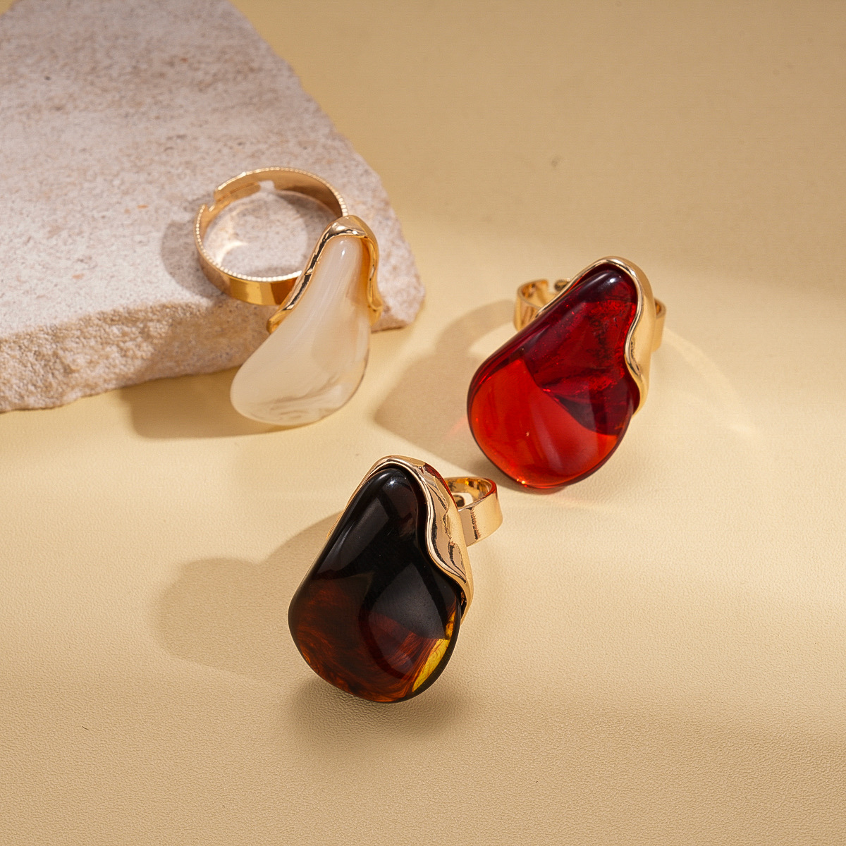 European Style Metal Zircon Square & Round Open Ring
