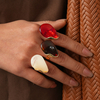 European Style Metal Zircon Square & Round Open Ring