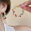 Colorful Contrast Pearl Wrapped Hoop Earrings