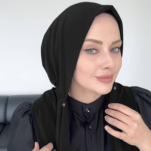 Muslim Fashion Simple Solid Color Scarf Hat Snap-on Head Wrap One-piece Veil Dust-proof Hat