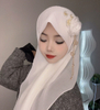 Dry Rose Solid Color Chiffon Square Scarf Flower Hui Ethnic Group Veil Headscarf for Women