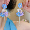 Summer Sweet Colorful Flower Rhinestone Tassel Earrings