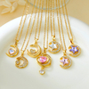 Fashion Gold Plated Moon Star Heart Pendant Necklace, Rhinestone Crescent Celestial Jewelry For Women