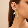 Light Luxury Textured Metal Petal Stud Earrings for Party & Daily