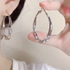 Light Luxury Twisted Crystal Hoop Earrings Cool Tone Twisted Crystal Dangles
