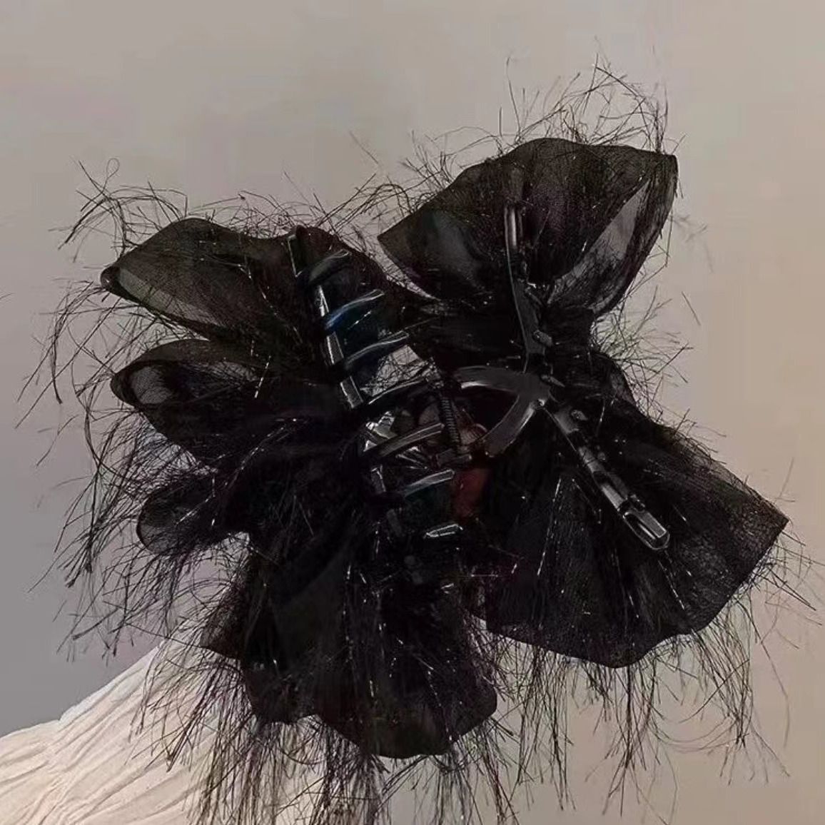 Multi Bow Feather Hair Claw Clip