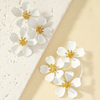 Vintage Camellia Flower Hoop Earrings