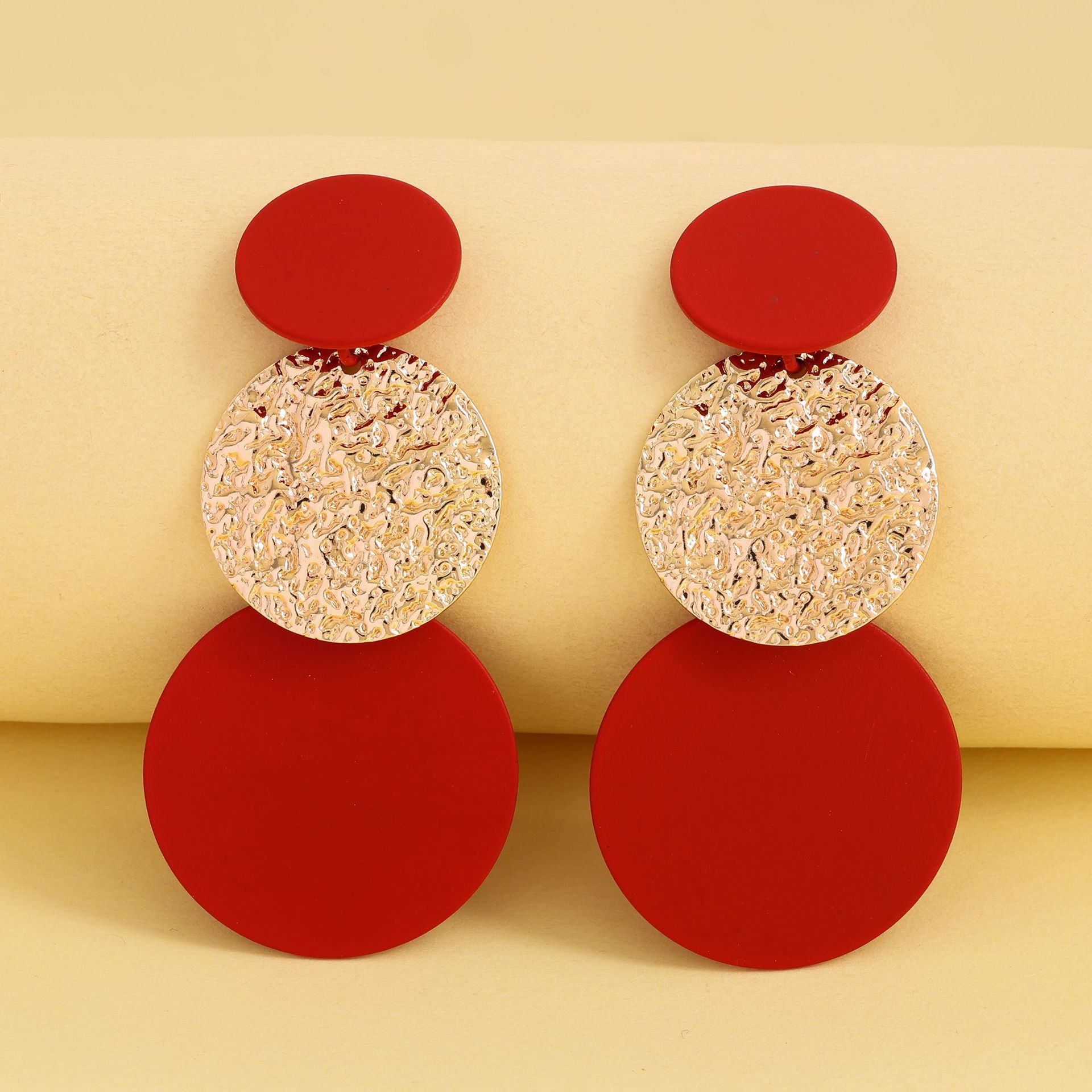Creative Geometric Round Patch Earrings