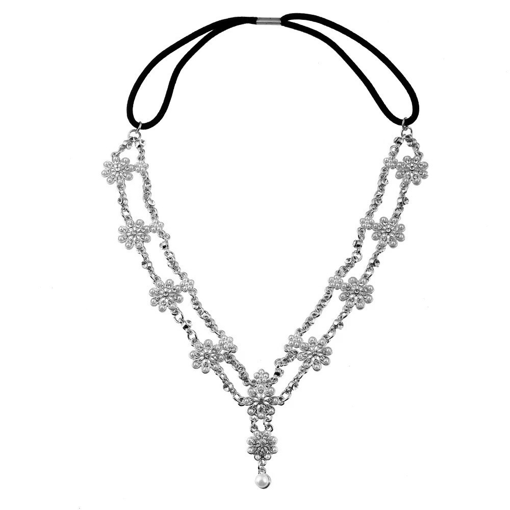 Pearl Flower Tassel Headband Head Chain