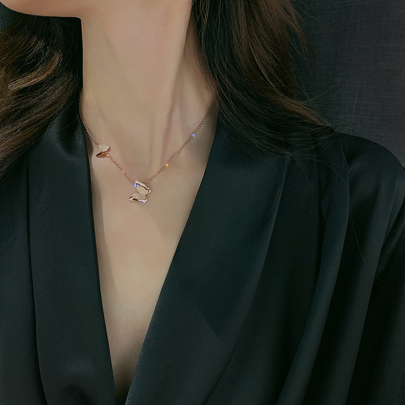 Dainty Layered Butterfly Necklace for Women Butterfly Pendant Choker Delicate Jewelry Gift for Her