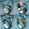 Ocean Wave Enamel Ring Collection – Blue/Purple Crystal Wave Statement Ring for Women Ocean Inspired Jewelry