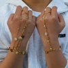 Original Handmade Stainless Steel Beaded Natural Stone Flower Linked Finger Bracelet