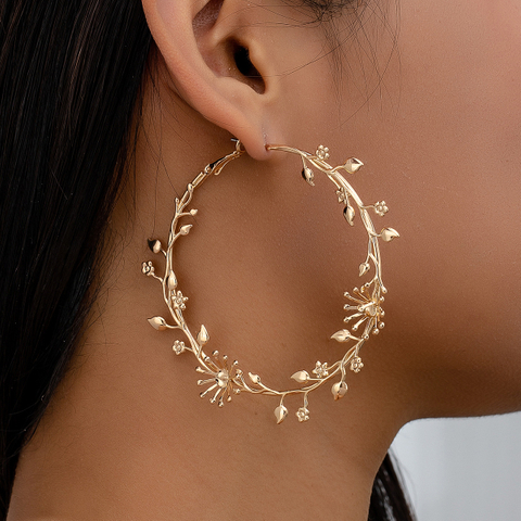 Oversized Gold Flower Hoop Earrings