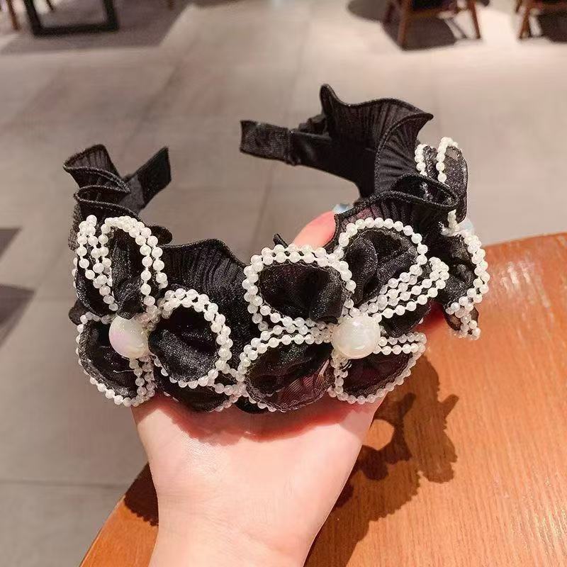 Vintage Pearl Flower Wide Headband