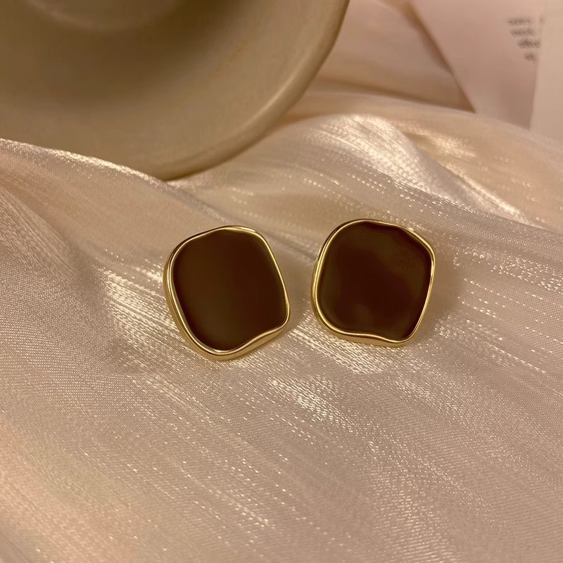 Irregular Square Stud Earrings, Luxury Minimalist Ear Jewelry for Women