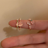Pink Heart Forest Fairy Ring Set, Retro Sweet Stackable Rings