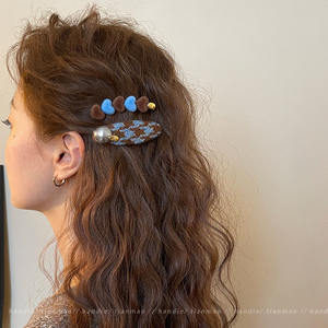 High-End Heart Color Block Hair Clip