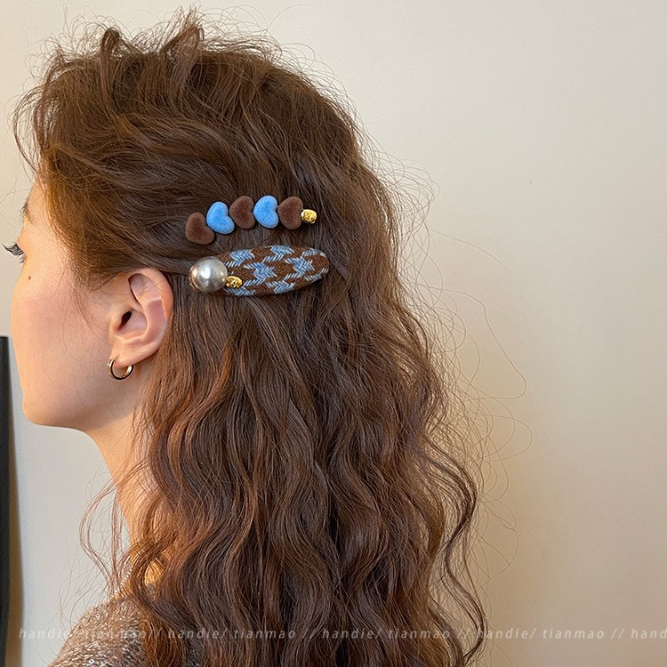 High-End Heart Color Block Hair Clip