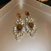 Antique Gold Tone Multi-Stone Statement Earrings
