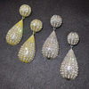 European & American Luxury Full Rhinestone Waterdrop Hot Air Balloon Earrings