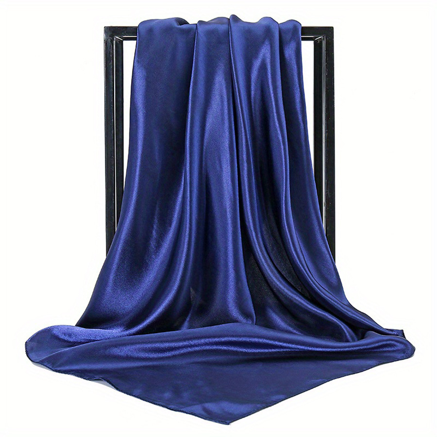 New Satin Solid Color 90*90cm Large Square Scarf for Women