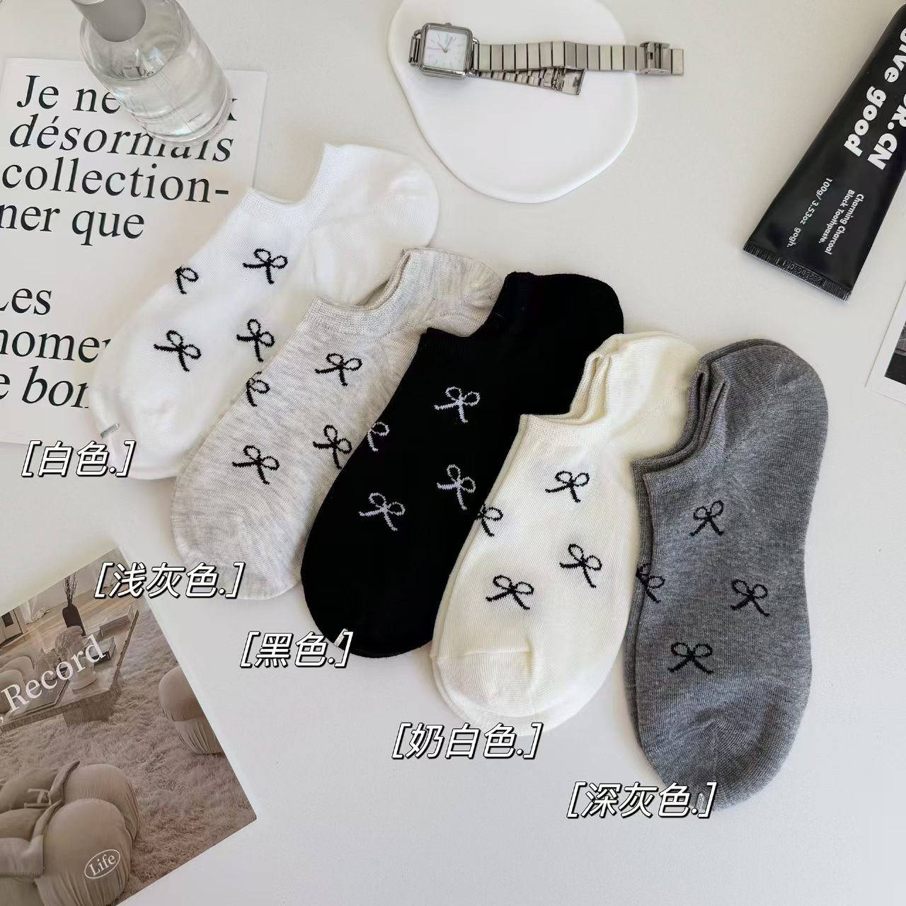 Summer Thin Bow Invisible No-Show Socks for Women