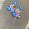 Summer Sweet Colorful Flower Rhinestone Tassel Earrings