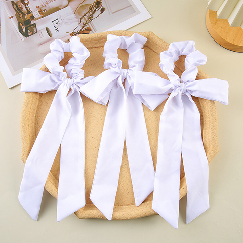 Elegant Long-Tail Bow Scrunchie | Soft Satin Hair Tie for Ballet & Casual Looks