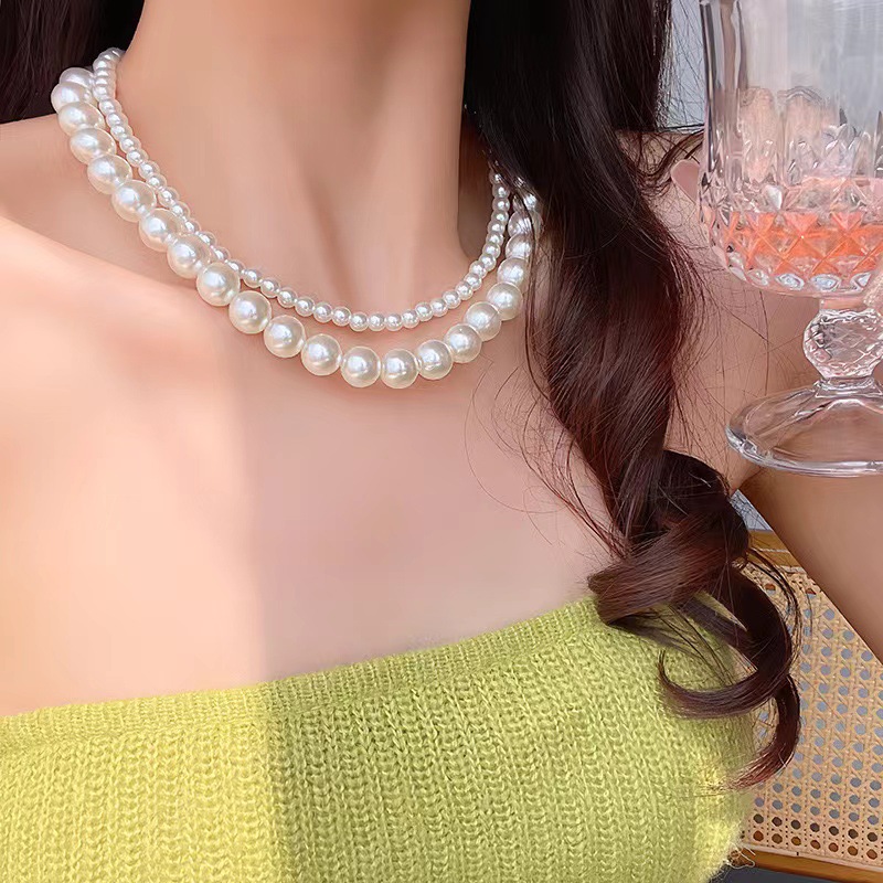 Double Layer Gradient Pearl Choker Necklace | Elegant Bridal Jewelry