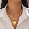 Vintage Gold Metal Heart Sunflower Pendant Necklace