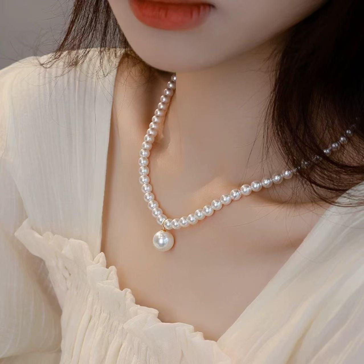 Elegant Pearl Choker with Center Drop Pearl | Feminine Luxury Jewelry for Women