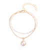 Double Layer Pearl Pendant Stackable Bracelet