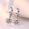 Sparkling Floral Hoop Earrings | Purple CZ Flower Drop Earrings | Romantic Bridal Jewelry